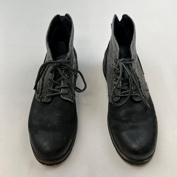 Levi’s Men’s Lace Up Boots Black Leather Gray Textile Size 8.5 - Picture 3 of 11